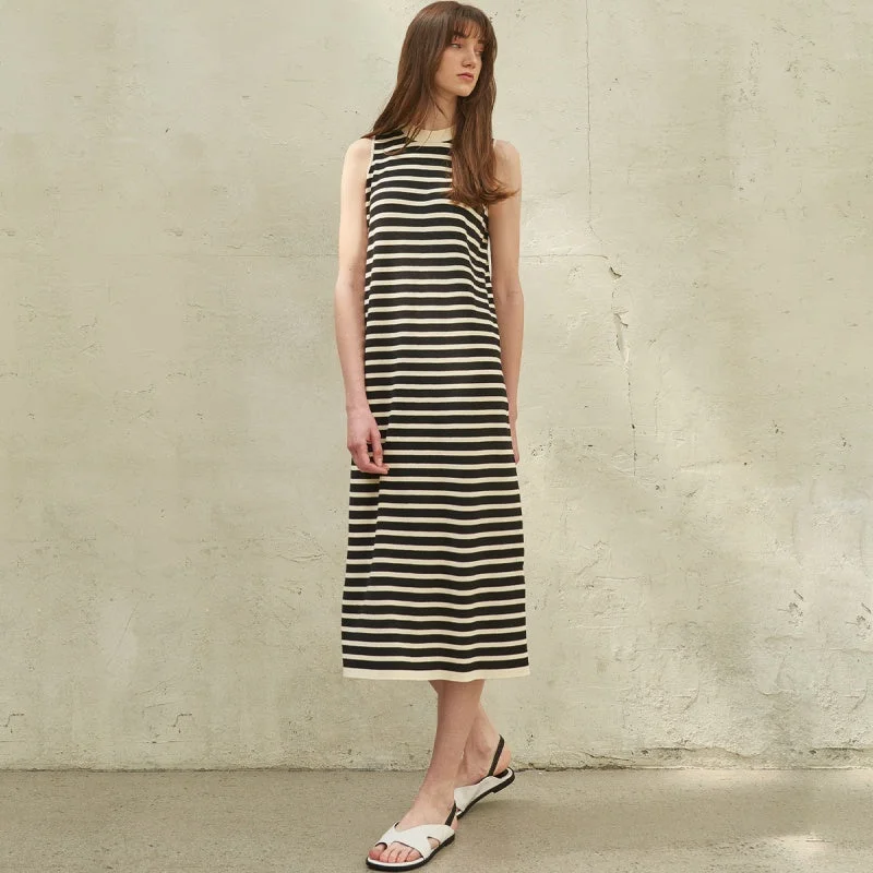 Ethnic DressVintage Striped Sleeveless Knit Dress