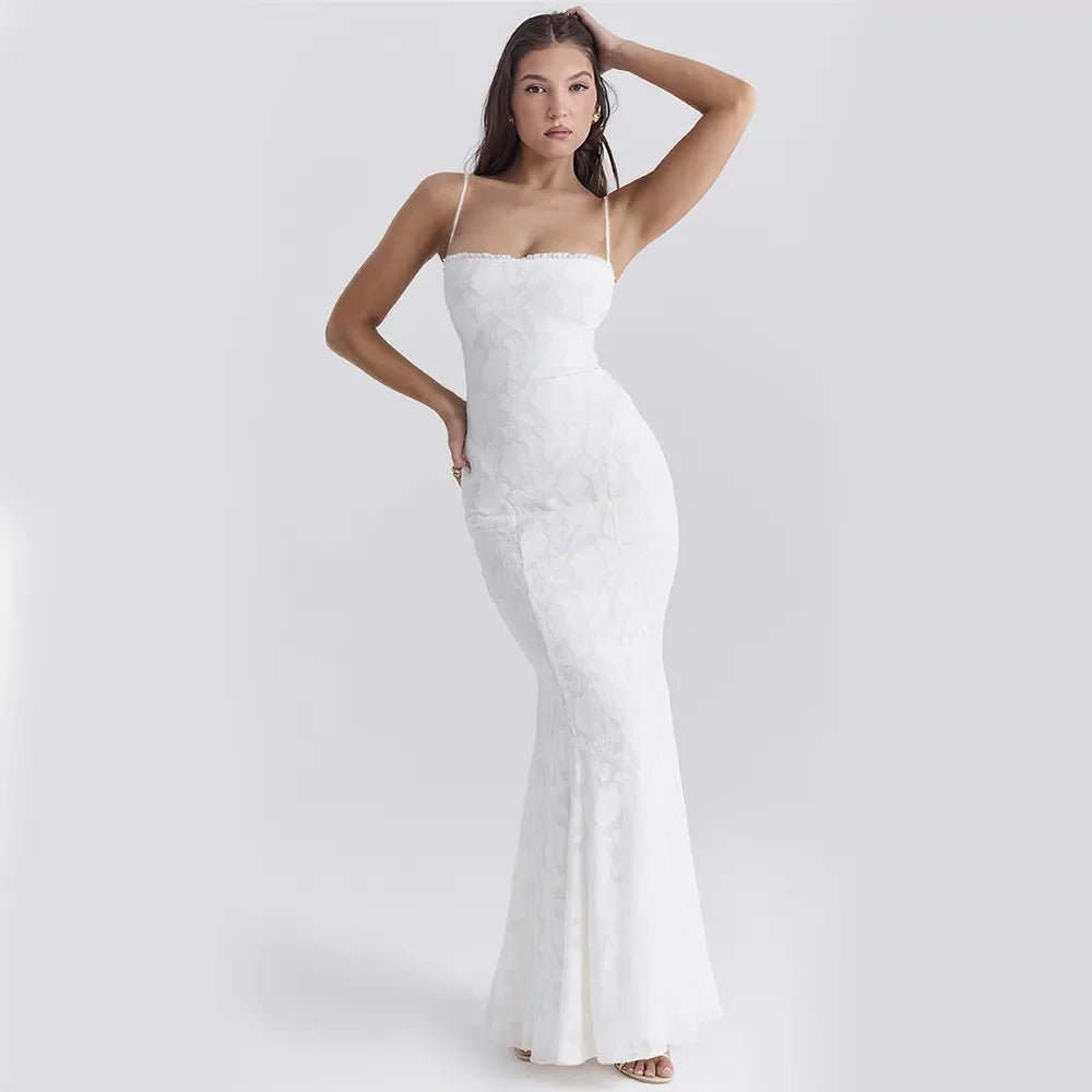 Uniform DressWhite Lace-up Maxi Dress