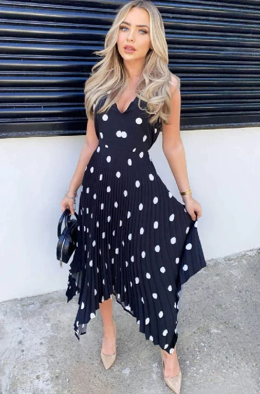 Leather DressOrlena Black Polka Dot Dress