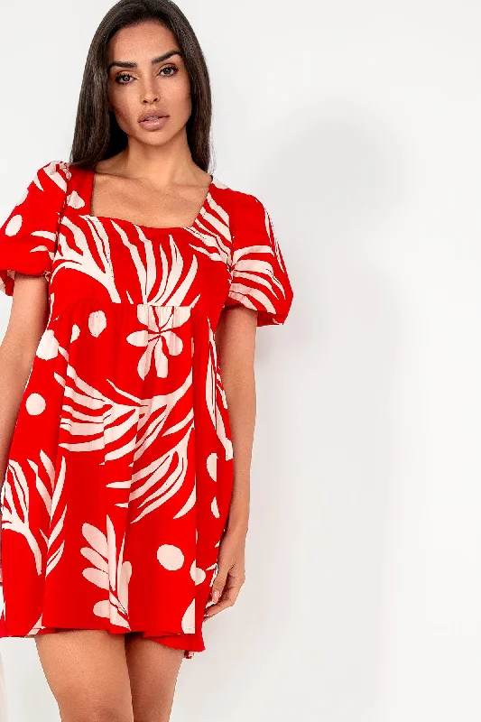 Short-sleeve DressTatum Red Print Smock Dress