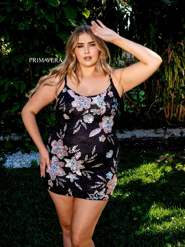 TightunderwearPrimavera Couture 14027 Short Sparkling Plus Size Homecoming Dress