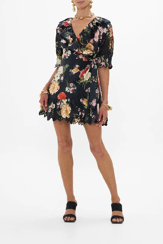 Utility DressMINI WRAP DRESS WITH PUFF SLEEVE ADORNED IN ALEXANDRIA