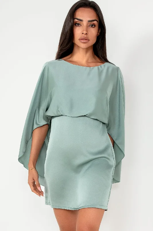 Prairie DressGigi Duck Egg Satin Batwing Dress