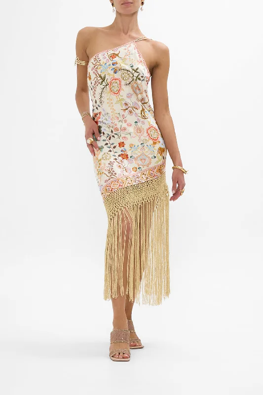 Wind DressONE SHOULDER DRESS WITH FRINGE HEM IN HONOUR OF HEIRLOOMS