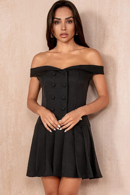 Edwardian DressKaia Black Tailored Bardot Dress