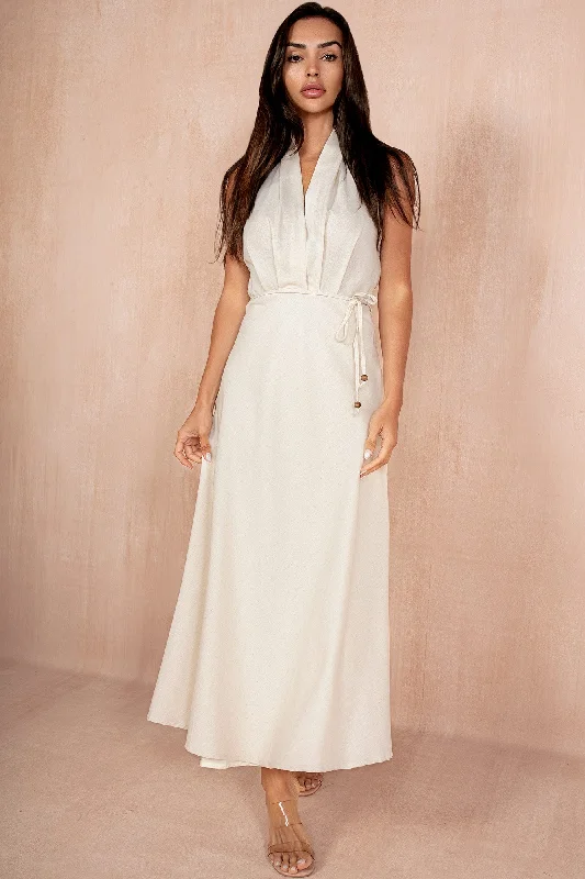 Gypsy DressMina Stone Linen Maxi Dress