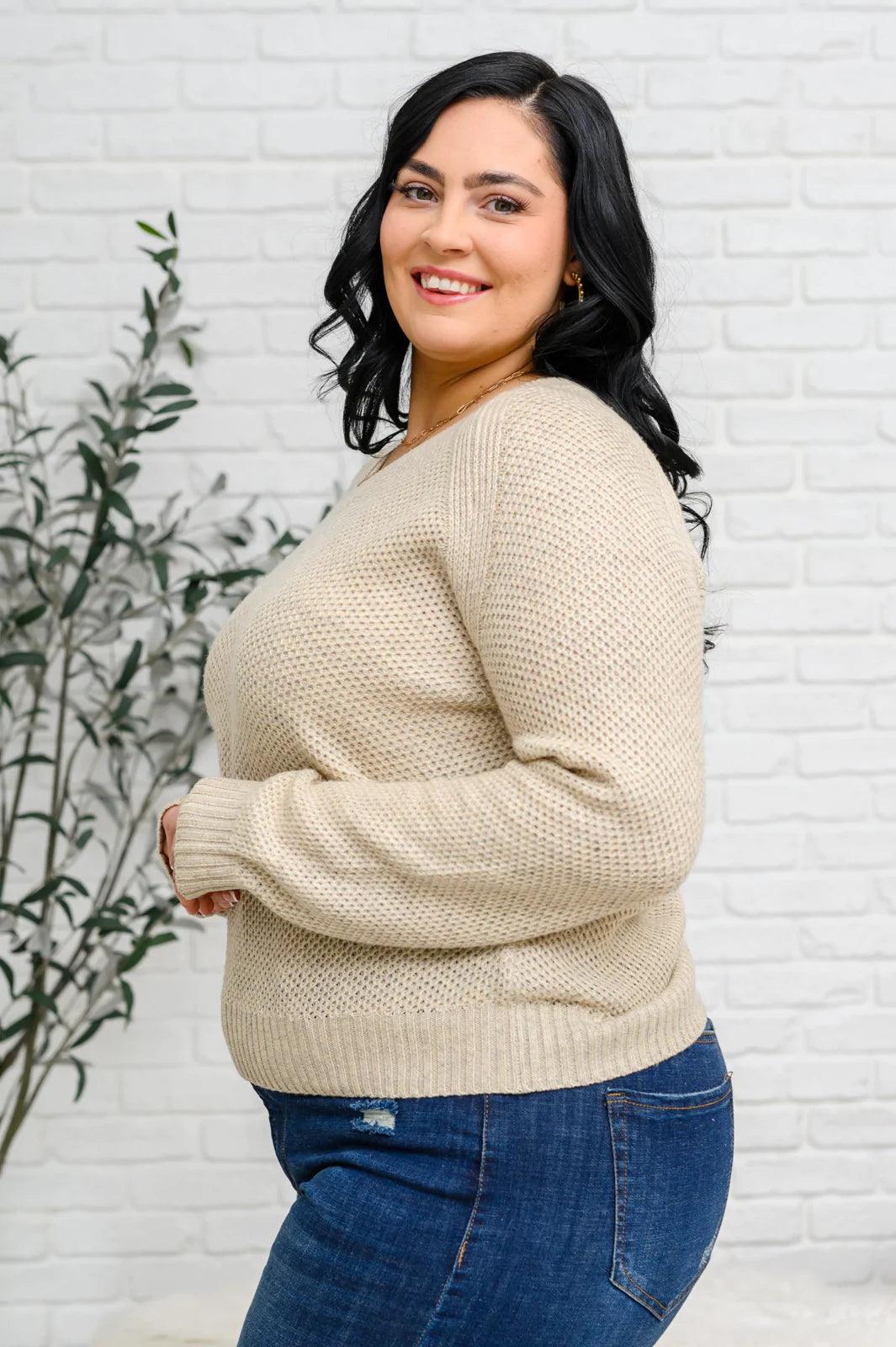 Athletic Knit TopsChai Latte V-Neck Sweater in Oatmeal