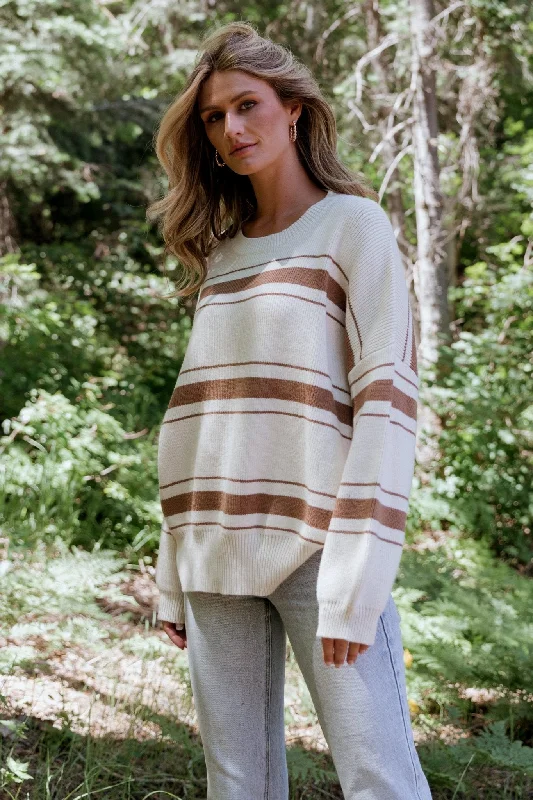 College Knit TopsCharlie Striped Sweater | Taupe