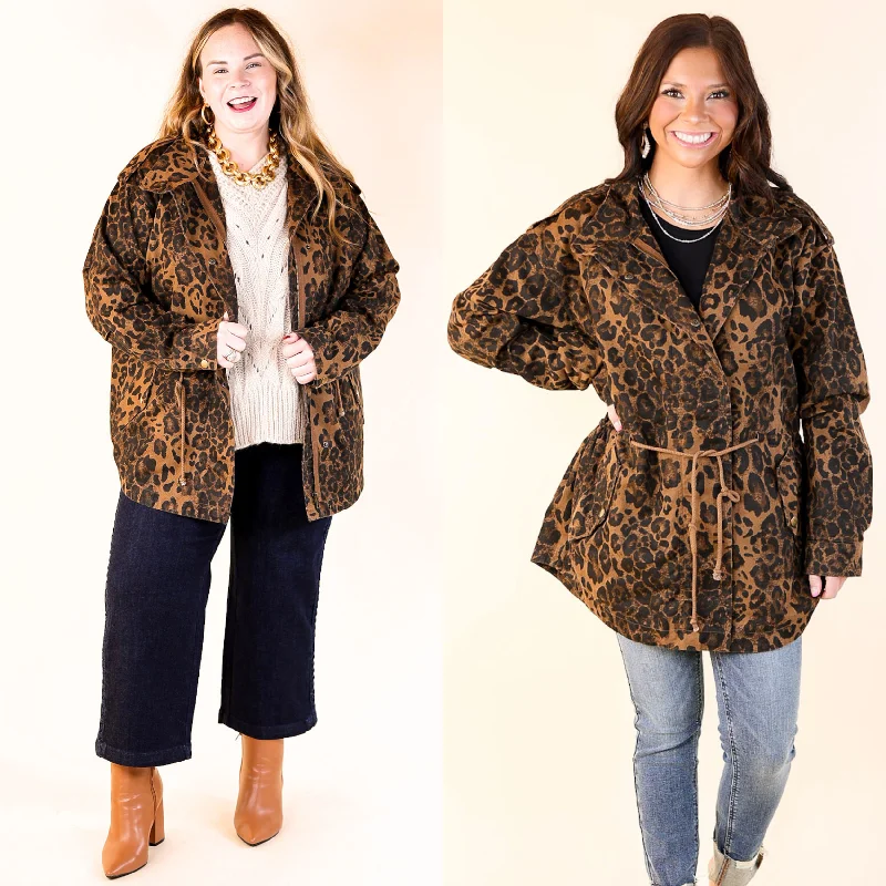 Limited Edition JacketsColder Weather Button and Zip Up Utility Jacket in Leopard Print