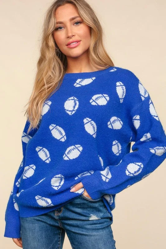 Embroidered Knit TopsFootball Sweater Pullover