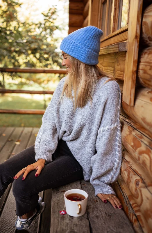 Layered Knit TopsGrey Leo Sweater