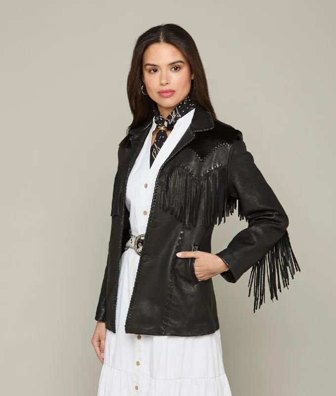 Military JacketsHair-On Yoke Fringe Jacket :: Black