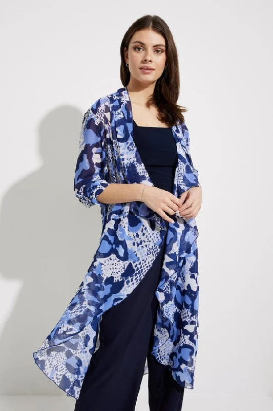 Longline Knit TopsJoseph Ribkoff Blue/Vanilla Cover Up-232089