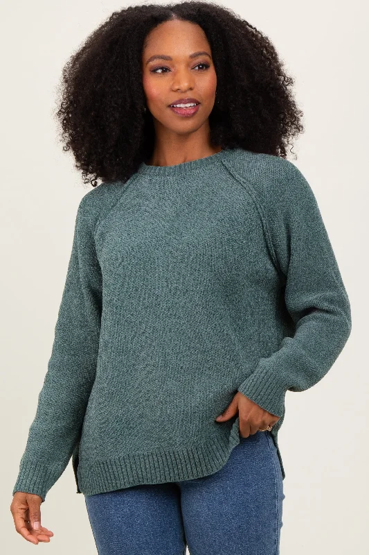 Silk Knit TopsLight Olive Raglan Knit Sweater