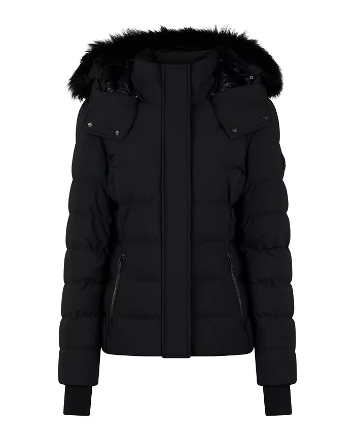 Streetwear JacketsBetta Shearling Trim Down Puffer Jacket Black / Black Shearling