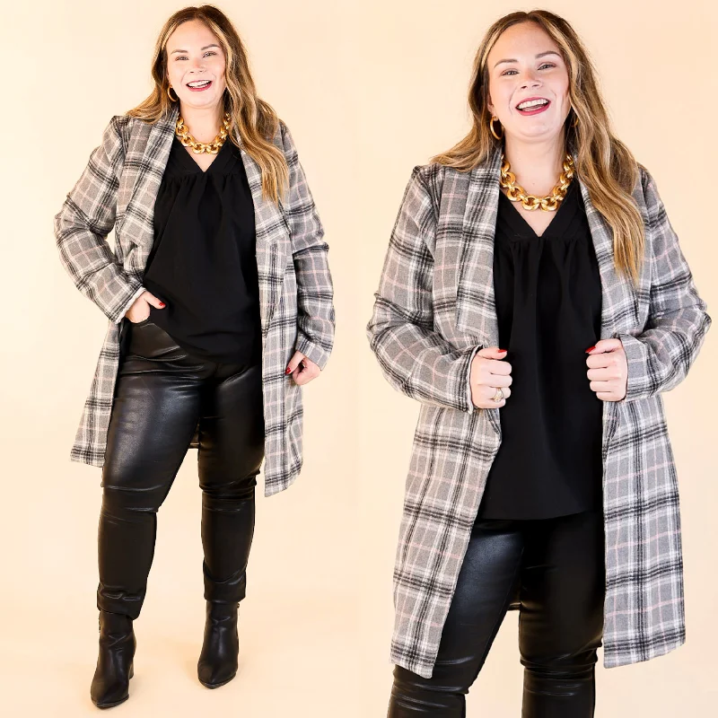 Streetwear JacketsMountain Ranch Long Plaid Jacket in Grey