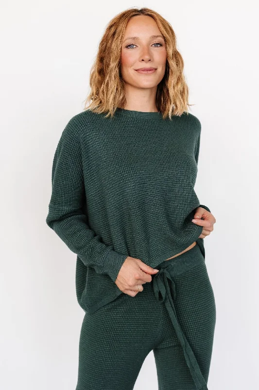 Alpaca Knit TopsOwen Waffle Sweater Top | Green