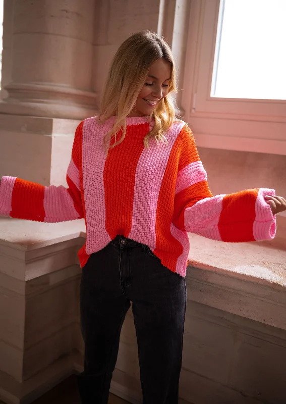 Travel Knit TopsPink and Orange Masson Sweater