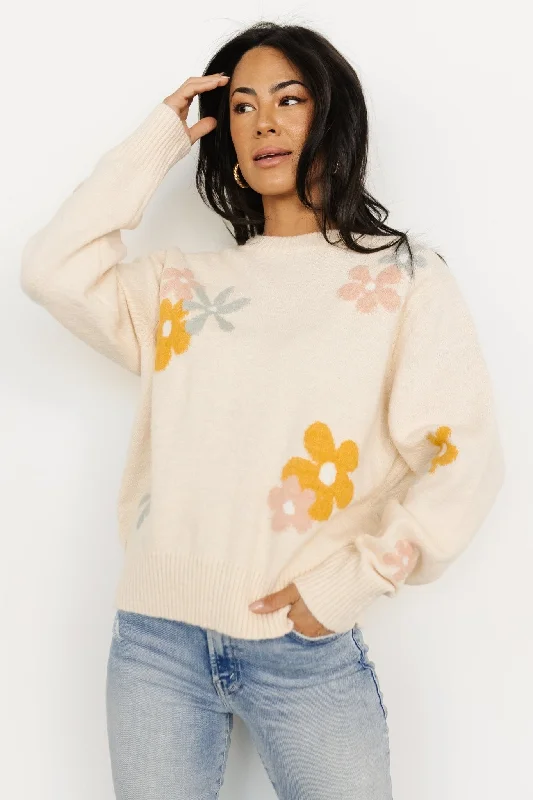 Winter Knit TopsRoxy Sweater | Cream Flower