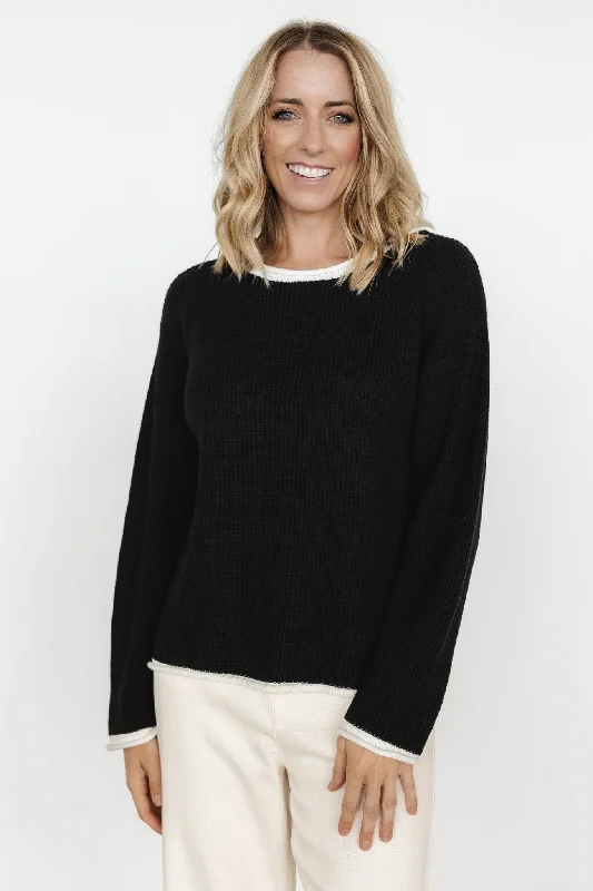 Sheer Knit TopsTiffany Knit Sweater | Black + Off White