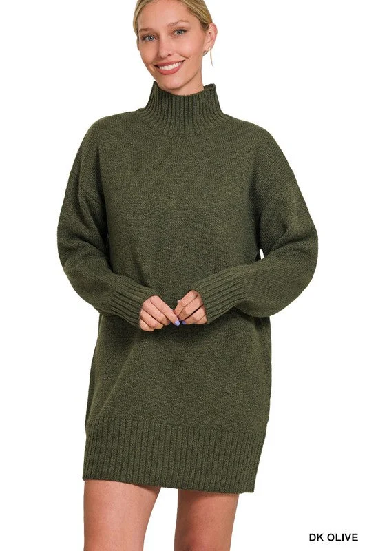 Wool Knit TopsTurtle Neck Sweater Dress