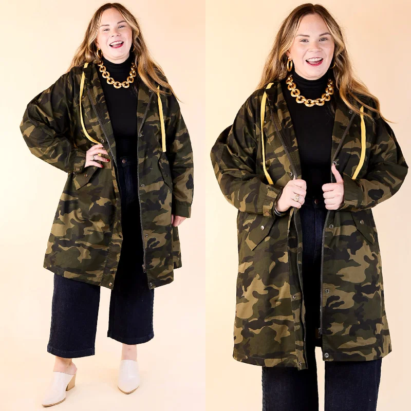 Band Merch JacketsWindy City Long Jacket with Hood in Camouflage