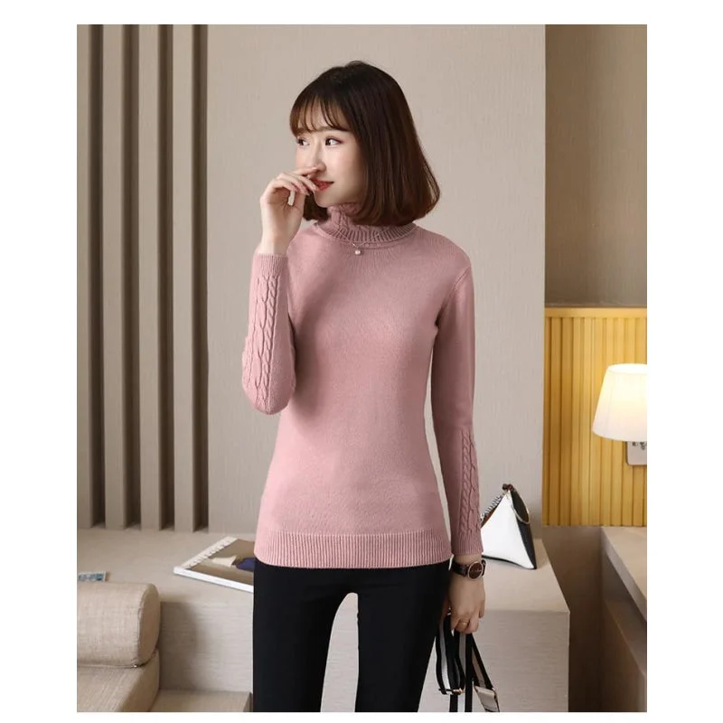 Hiking Knit TopsWomen's Autumn Winter Warm Knitted Tricot Turtleneck Pullover Sweaters