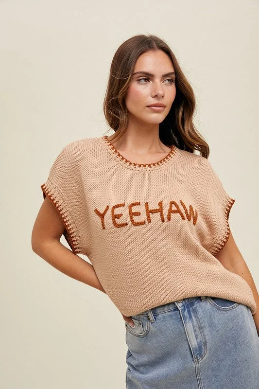 Metallic Knit TopsYeehaw Contrast Sweater