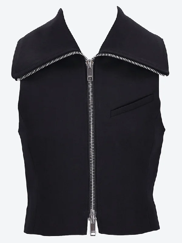 Bonded crepe zip vest