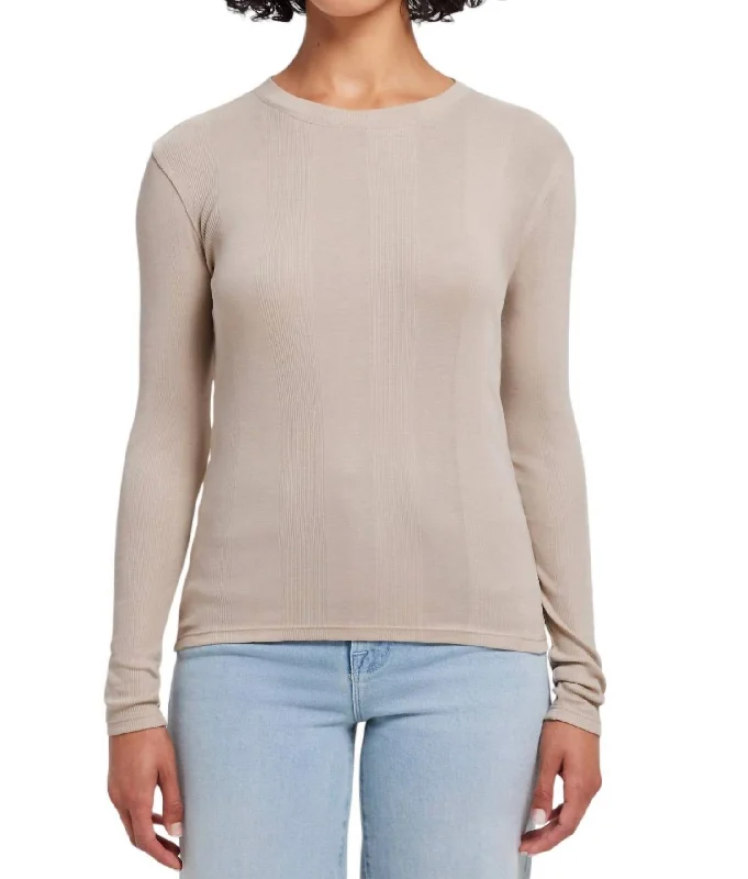 Cotton Rib Long Sleeve Tee In String