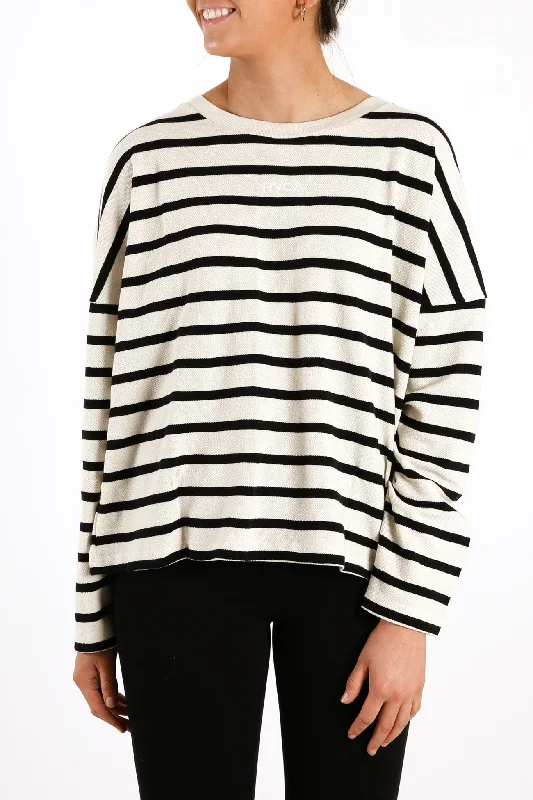 Crim Stripe Long Sleeve Tee Silver Bleach