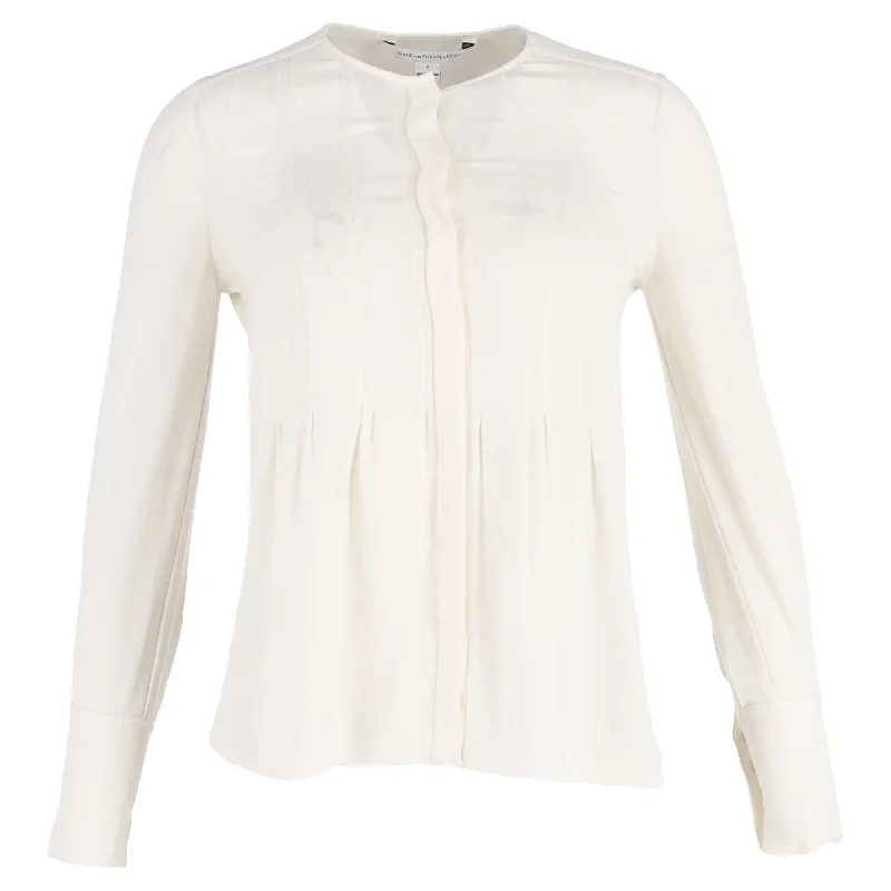 Diane von Furstenberg Long Sleeve Blouse in White Silk