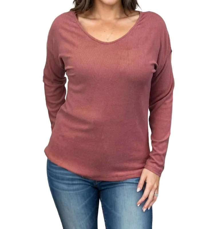 Long Sleeve Tee Top In Sienna