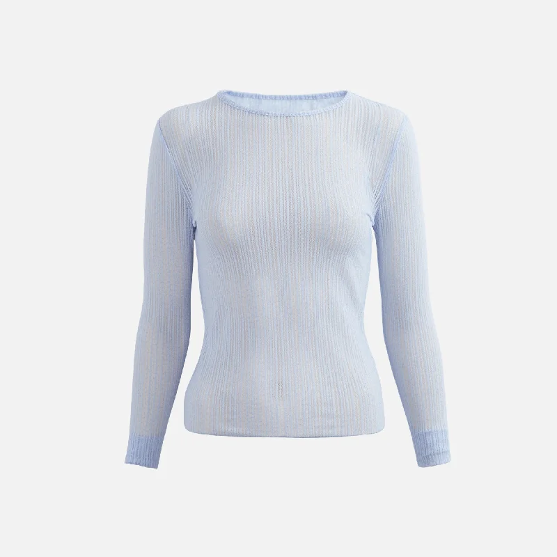 Second Skin Ribbed Crew Neck Long Sleeve - Periwinkle