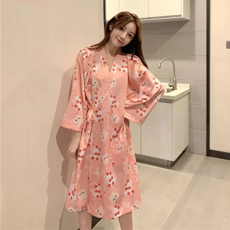 Women's Kawaii Cartoon Printed Long Sleeved Pajamas