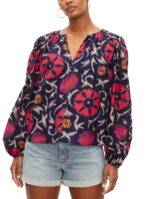 Womens Keyhole Long Sleeve Blouse