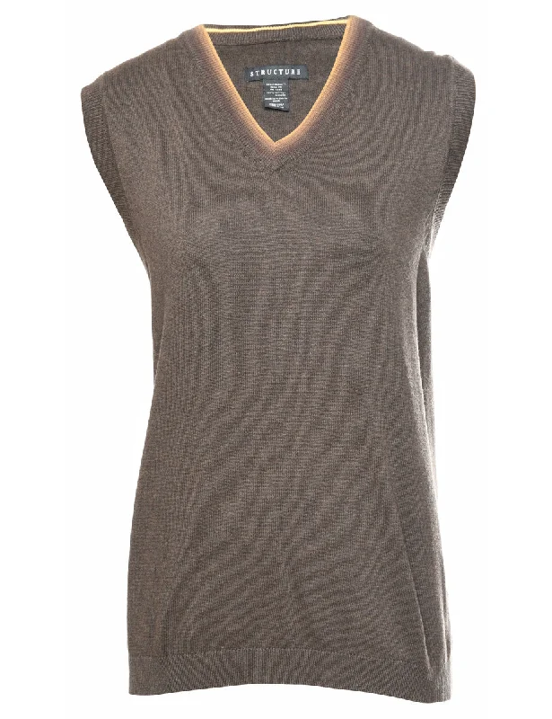 Dark Brown Sweater Vest - M