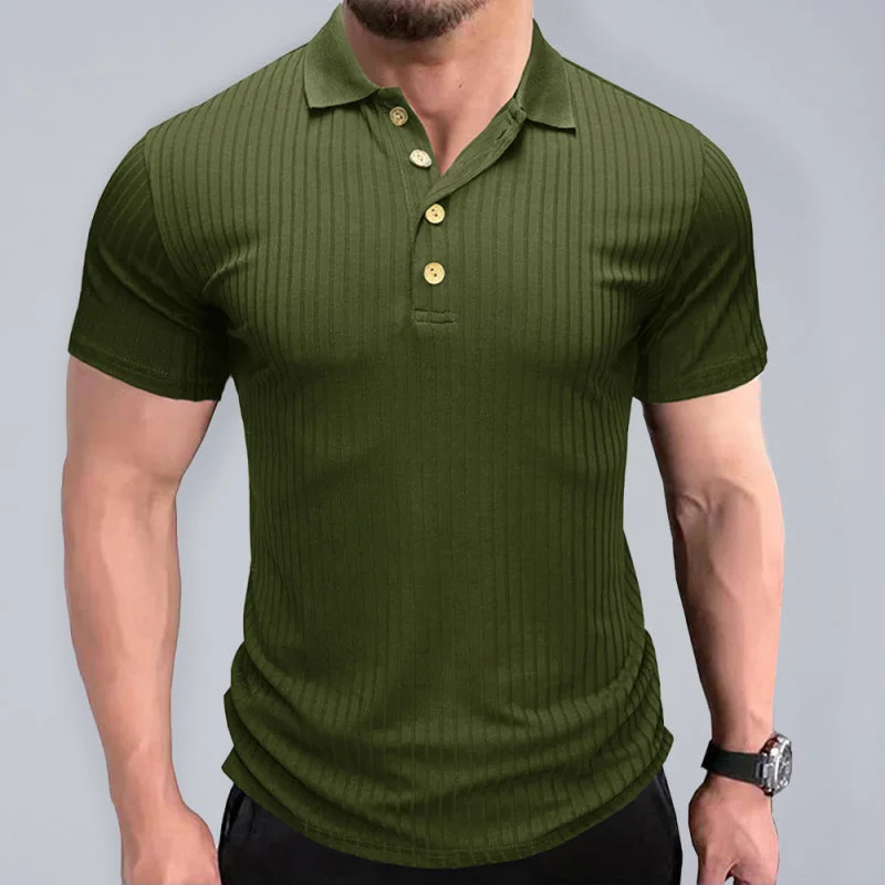 Petite polo shirtMen's solid-color button-down short-sleeve polo shirt