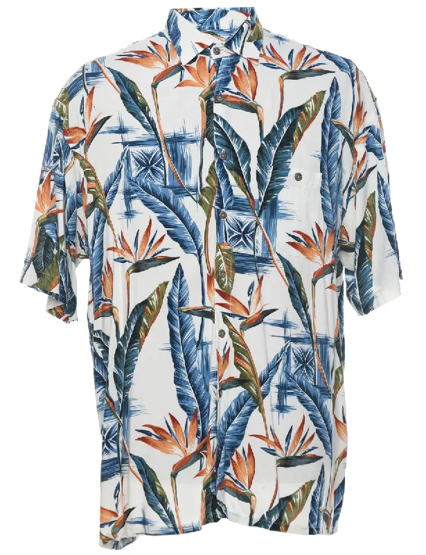 Hunting ShirtsLeafy Print Hawaiian Shirt - L