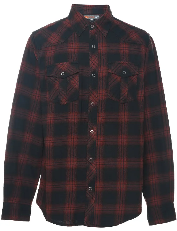 Silk ShirtsLong Sleeved Black & Red Flannel Checked Shirt - S