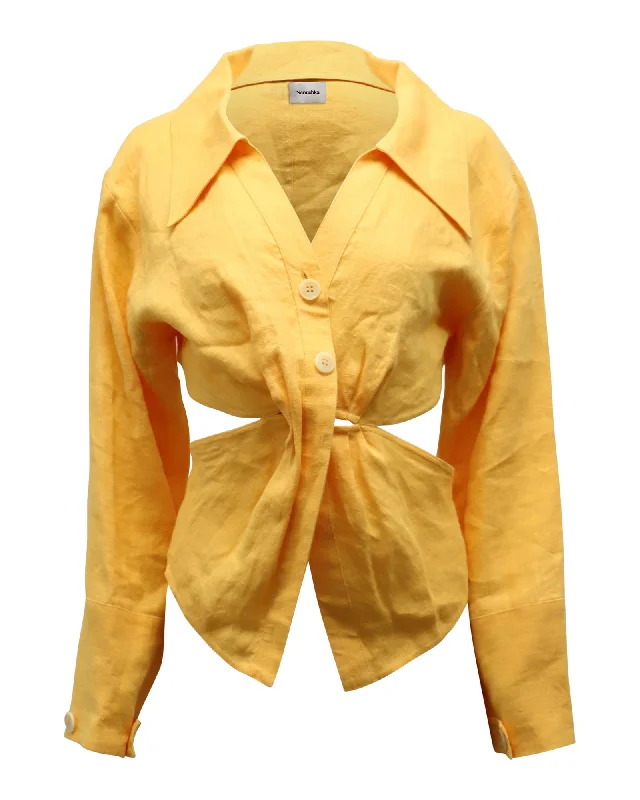 Layered ShirtsNanushka Cut-out Shirt in Orange Linen