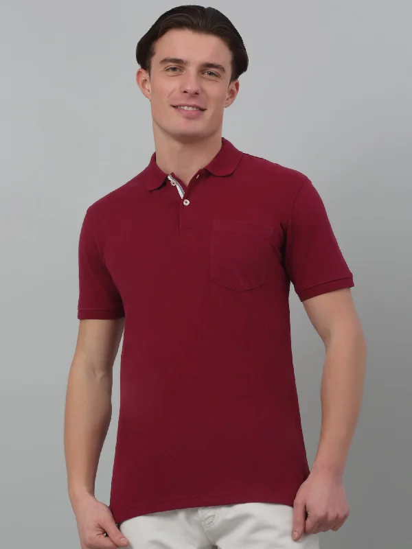 Striped polo shirtMen's Maroon  Polo neck Half Sleeve T-Shirt with chest pocket