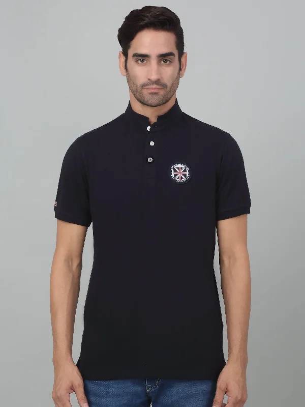 Cropped polo shirtMen's Navy Blue Polo neck Half Sleeve T-Shirt