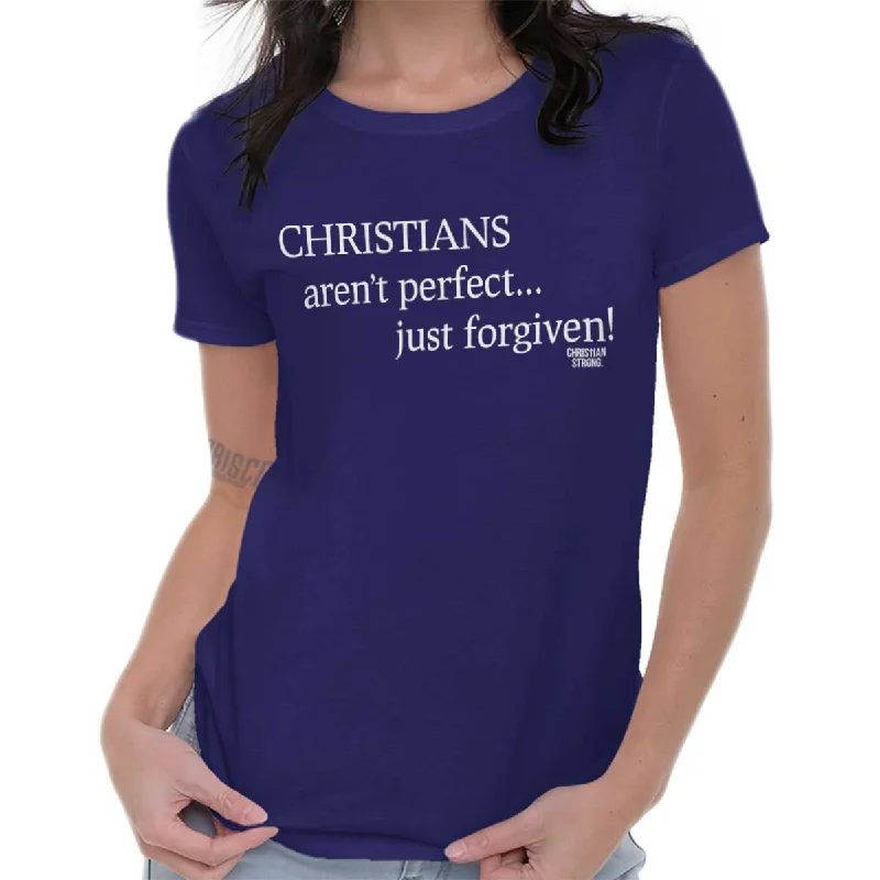 Christian Strong - Christians Are Forgiven Printed Missy Fit T-ShirtFrench Terry T-Shirts