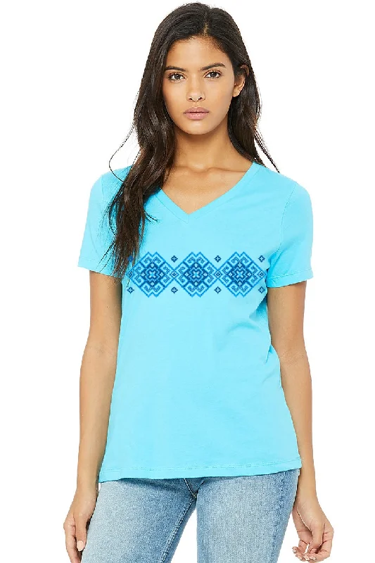 Female fit v-neck t-shirt "Vortex" blueV-Neck T-Shirts