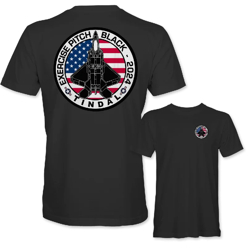 USAF F-22 RAPTOR PITCH BLACK 2024 T-ShirtLeather-Paneled T-Shirts