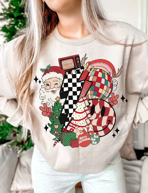 Cotton Santa Claus Funny Smiling Face Christmas Hoodie for GirlsSkateboard Sweatshirts