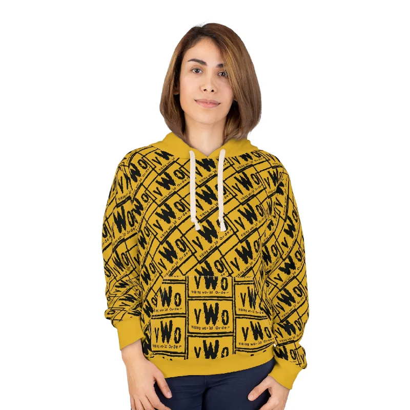 Unisex Pullover Hoodie - Gold/Black - VWO (Framed)Distressed Hoodies