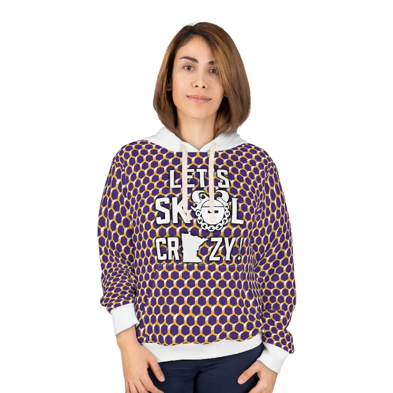 Unisex Pullover Hoodie - Purple/Gold Hex - Let's go Crazy!College Sweatshirts