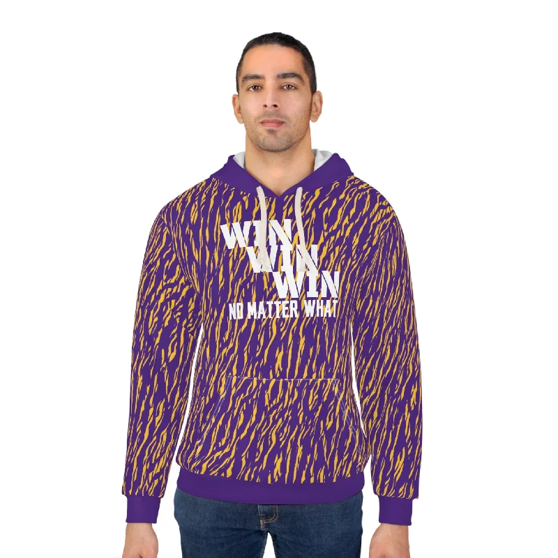 Unisex Pullover Hoodie - Zebra Print, Purple - No Matter WhatAsymmetrical Hoodies